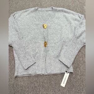 Commense Light Gray Cardigan with Gold Accents